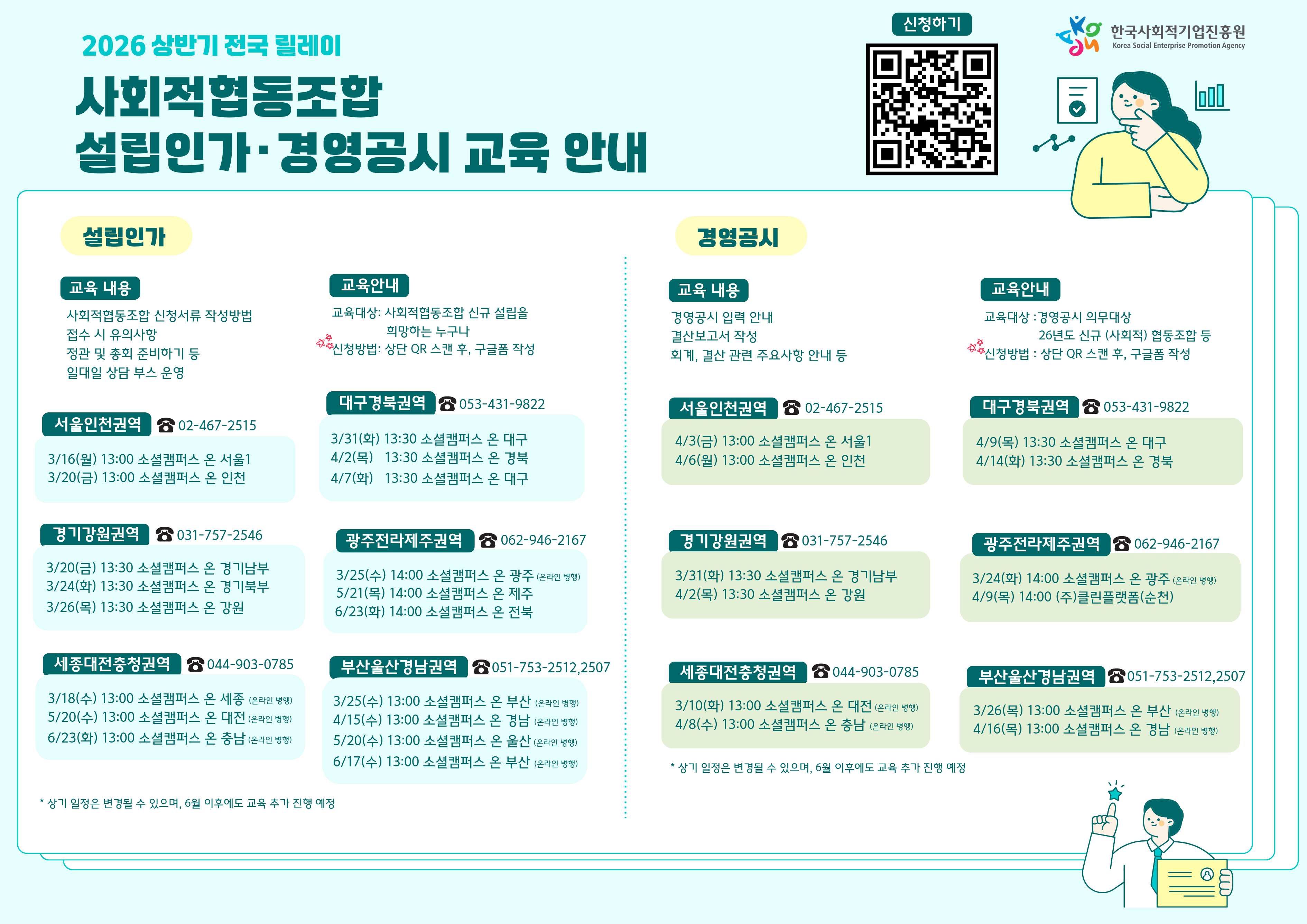 '[설립운영팀] 2026년 상반기 전국 릴레이 사회적협동조합 설립인가·경영공시 교육 안내' 이미지 1 / 1