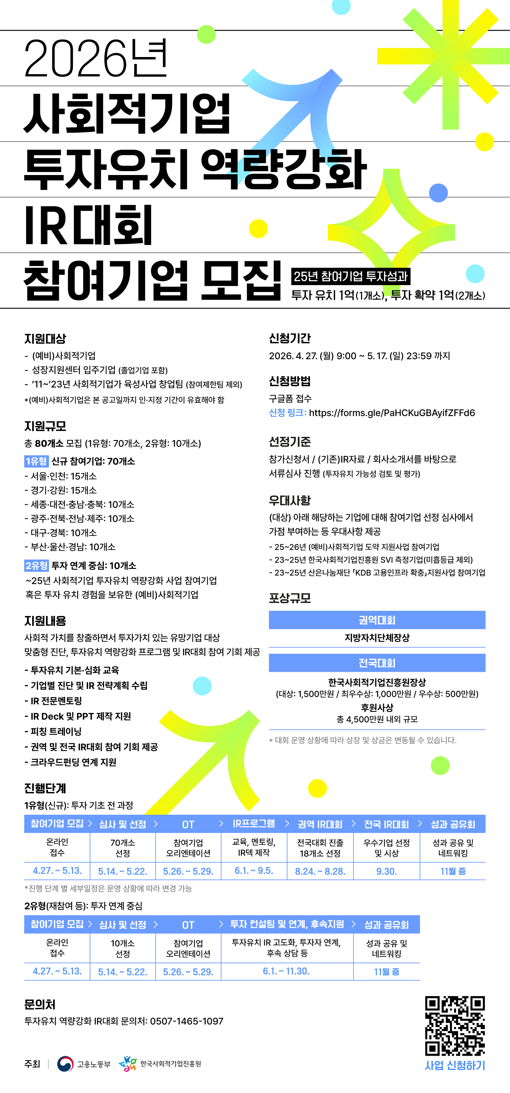 '[성장지원팀] 2026년 사회적기업 투자유치 역량강화 IR대회 참여기업 모집 연장(~5.17.(일))' 이미지 1 / 1